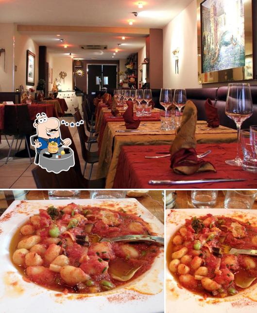 This is the picture showing food and interior at La Petite Venise Ristorante