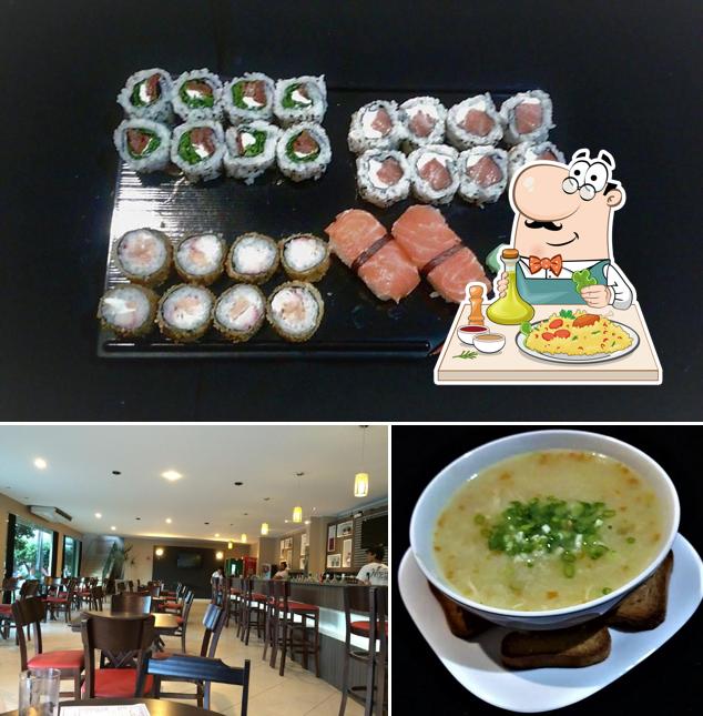 The image of food and interior at Tanukis Bar