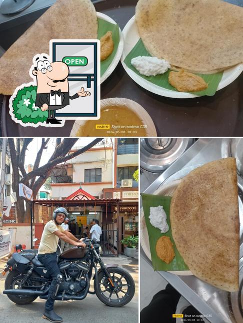 The image of Café Dravida’s exterior and food