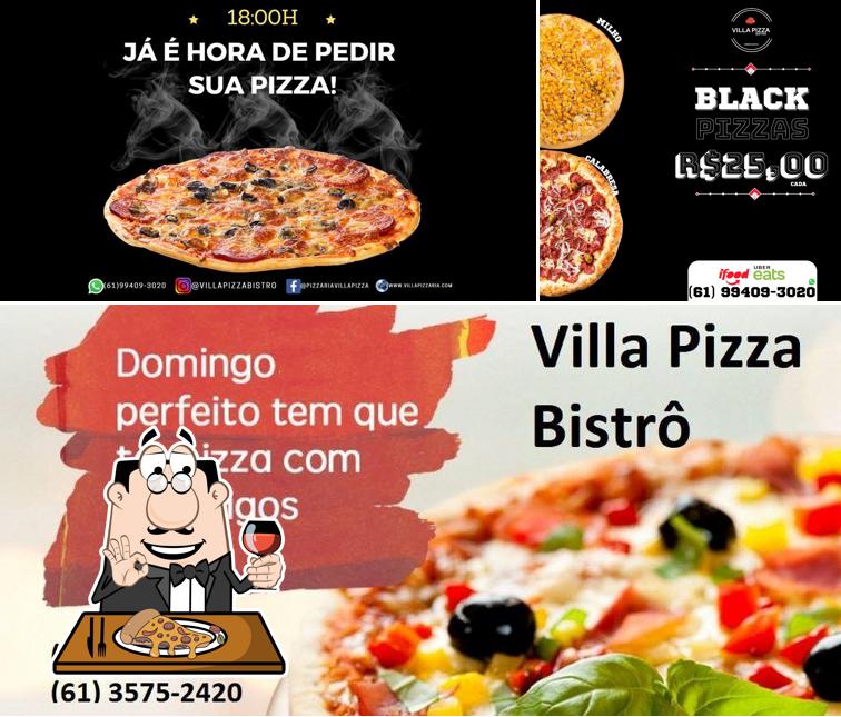 Escolha pizza no Villa Pizza Bistrô