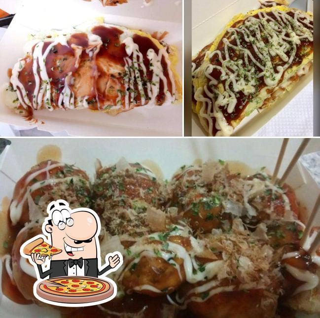 Try out pizza at Musashi Takoyaki