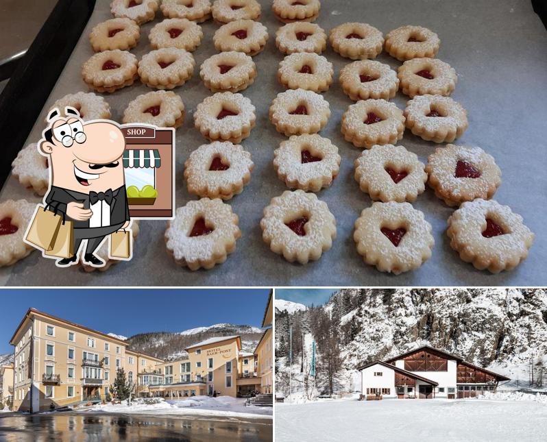 Dai un’occhiata alla foto che presenta la esterno e cibo di Hotel Baer Post