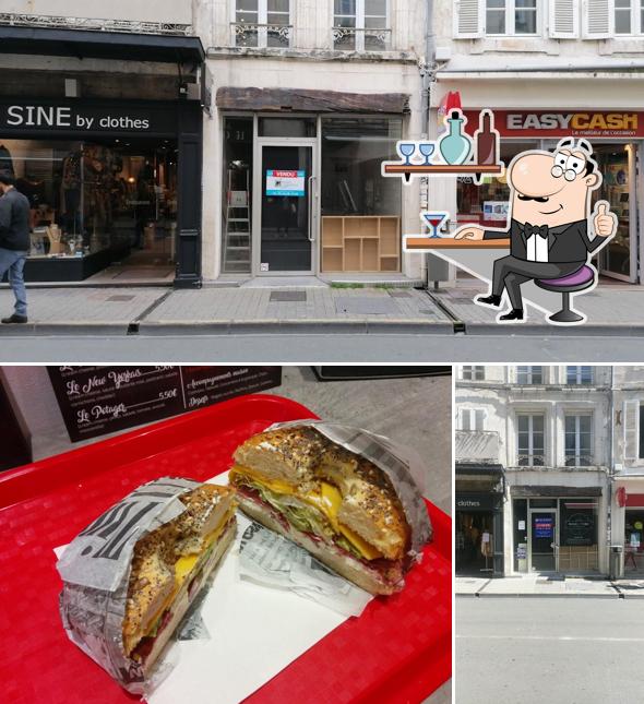 Voici la photo affichant la intérieur et sandwich sur Bagel Time La Rochelle