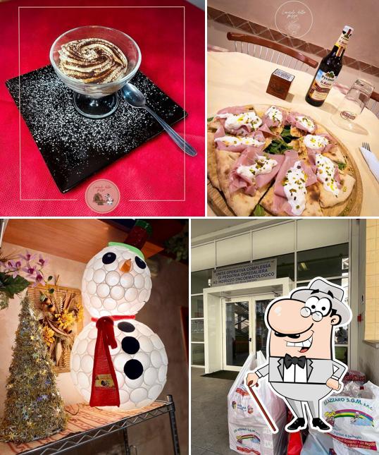 Tra le varie cose da L'ANGOLO DELLA PIZZA si possono trovare la esterno e cibo