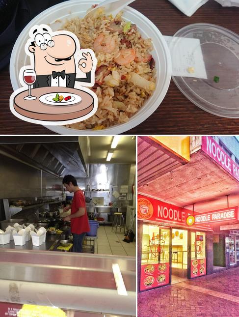 The photo of noodle paradise’s food and interior