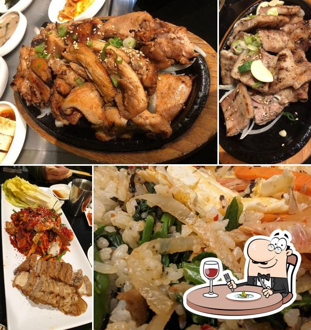 Food at SF Honey Pig Korean BBQ Restaurant