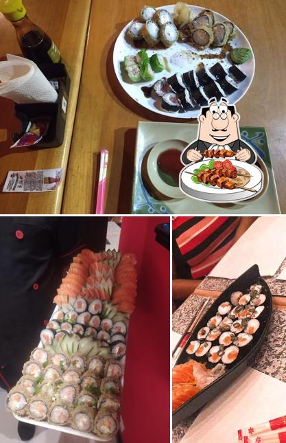 Esta é a imagem apresentando comida e álcool no Kosai Sushi Bar