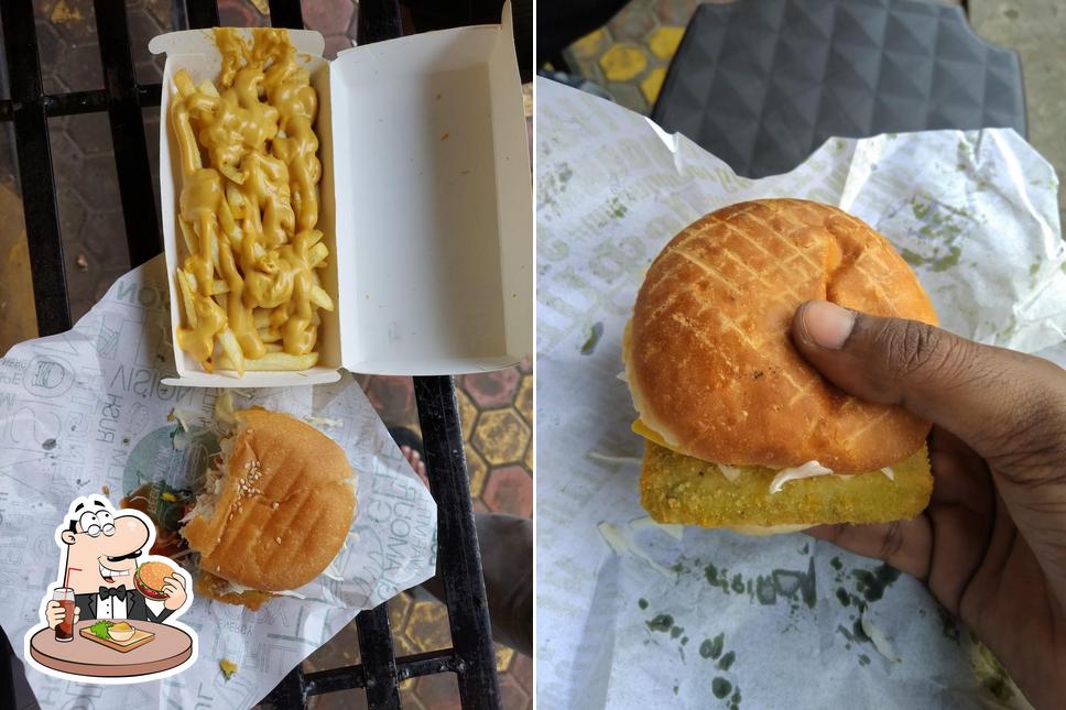 Try out a burger at Jumboking Vada Pav