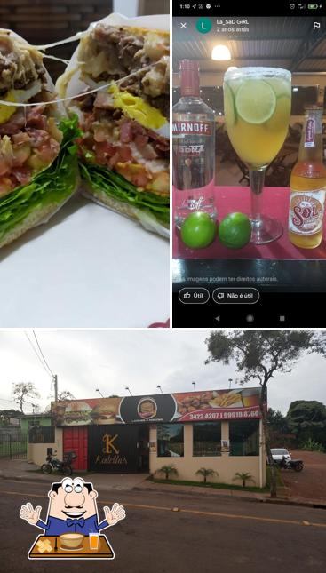 A ilustração da comida e exterior no Kadellu´s Lanches
