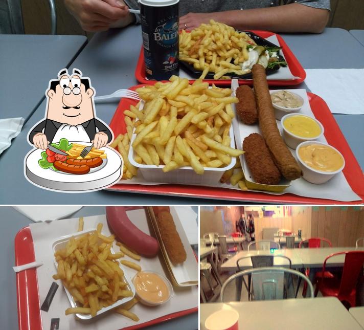 Voici l’image représentant la nourriture et table à manger sur Belga frites