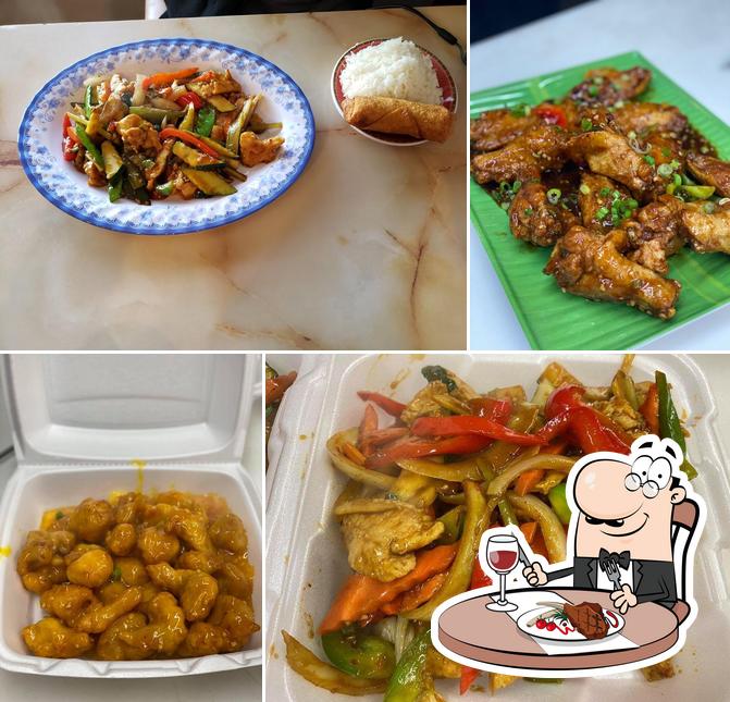 Get meat dishes at Eggroll Express