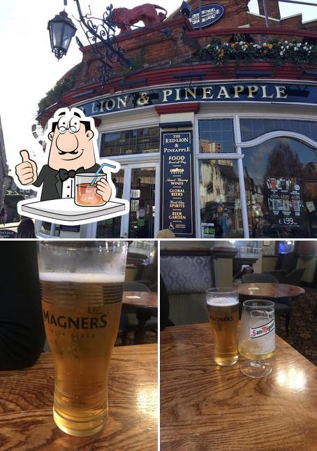 Among various things one can find drink and exterior at The Red Lion & Pineapple - JD Wetherspoon