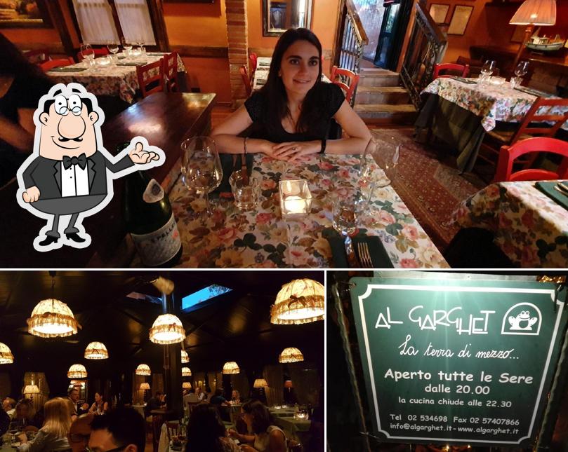 La interni e lavagna del ristorante