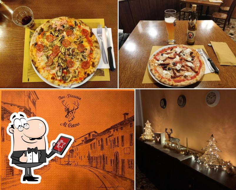 Dai un’occhiata alla foto che mostra la esterno e cibo di Bar Pizzeria Al Cervo Di Galiotto Franco