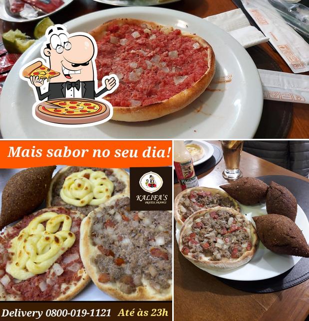 Consiga pizza no Kalifa´s Pratos Árabes