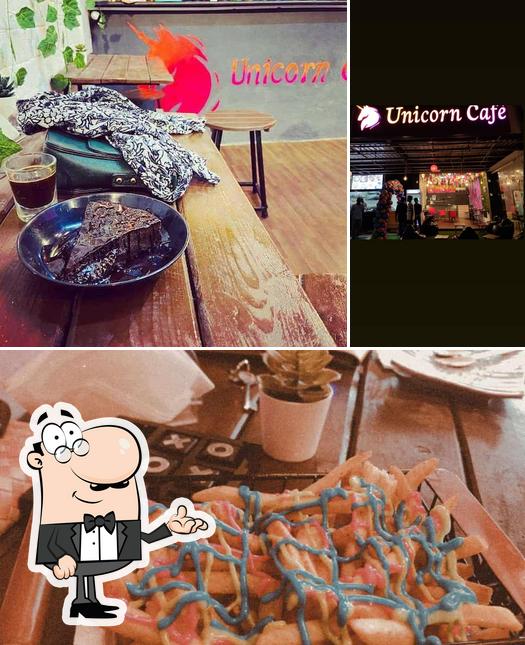 The image of interior and seafood at Unicorn Cafe