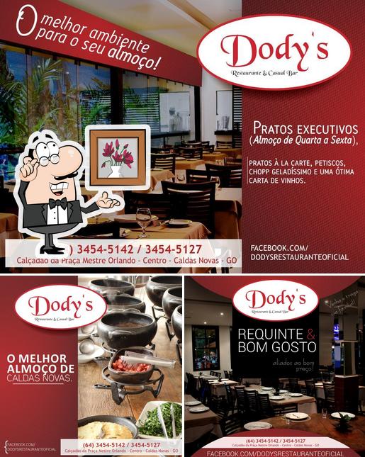 Entre diferentes coisas, interior e comida podem ser encontrados no Dody's Restaurante & Casual Bar Caldas Novas GO