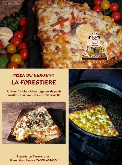 Get pizza at La Flamme d'or