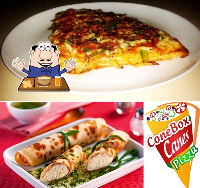 A imagem da comida e bebida a Conebox Pizza