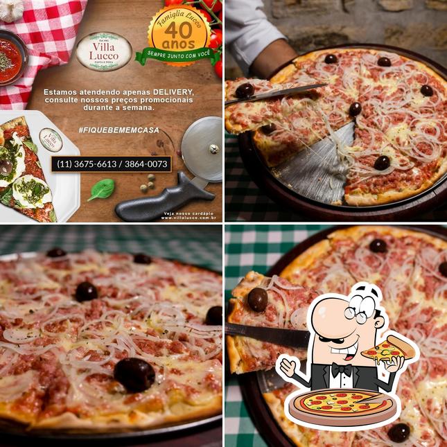 Escolha pizza no Villa Lucco