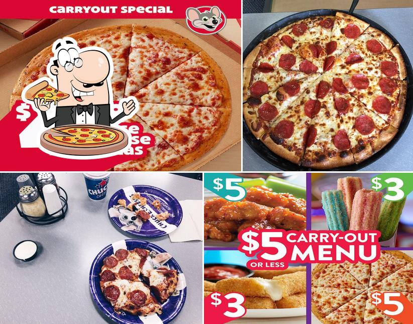 Try out pizza at Chuck E. Cheese