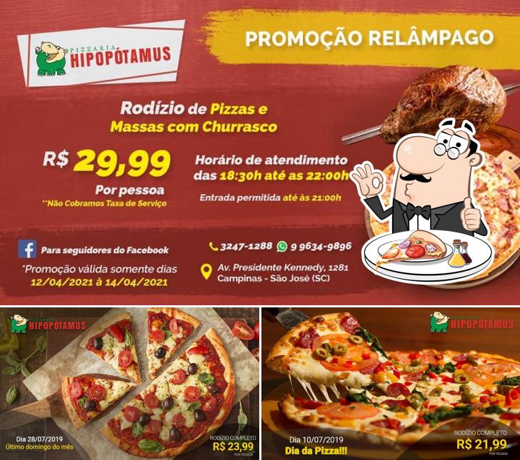 Escolha pizza no Pizzaria Hipopótamos