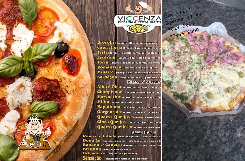 Escolha pizza no Pizzaria Viccenza