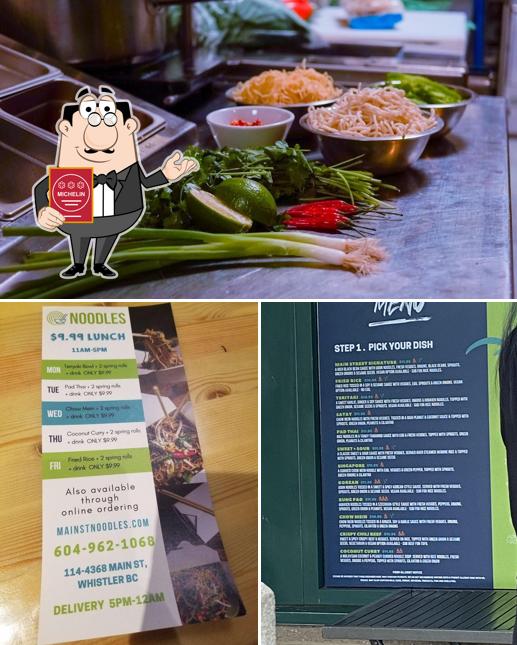 Menu of Main Street Noodles fast food, Whistler reviews and ratings