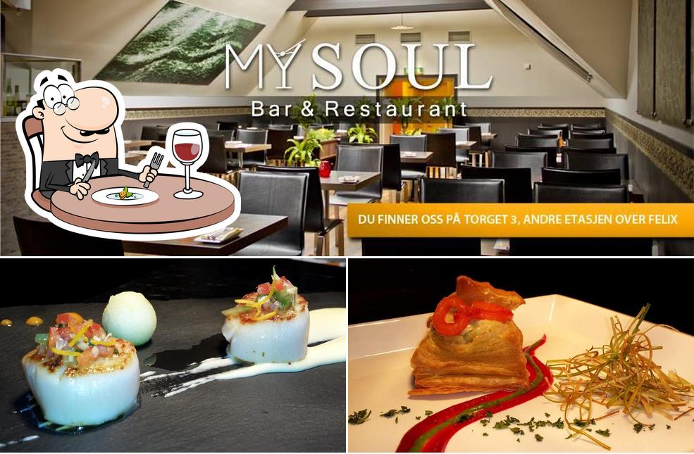Take a look at the image showing food and interior at Mysoul