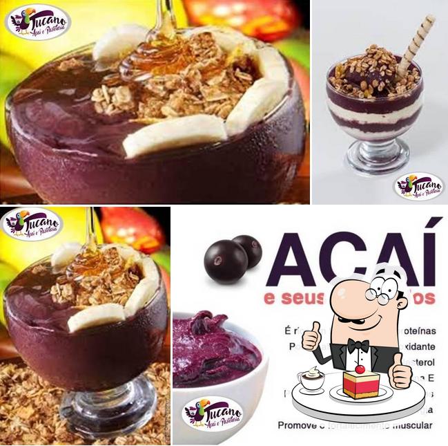 Tucano Acai e Pastelaria serve uma escolha de sobremesas