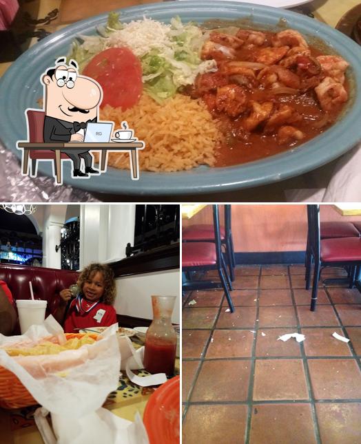 Among different things one can find interior and food at El Charro Méxican Restaurant