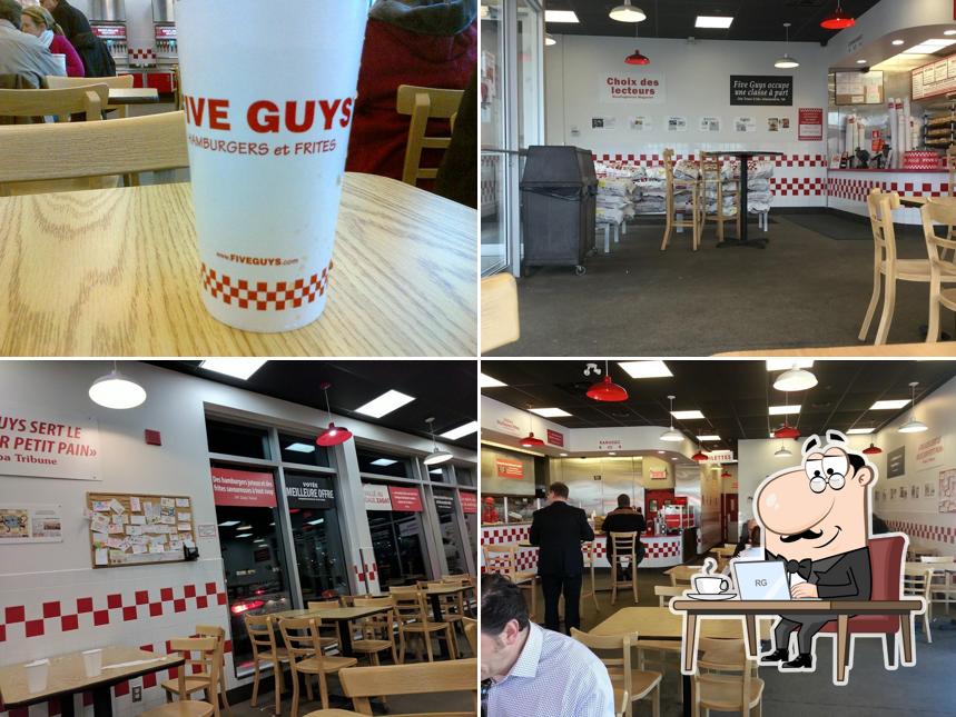 Installez-vous à l'une des tables de Five Guys
