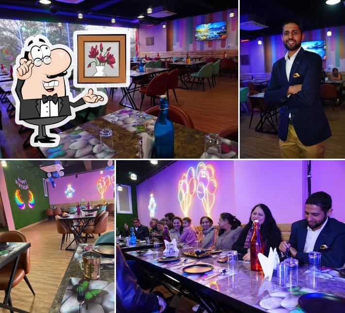 The interior of Rainbow Leaf Restaurant in Vasundhara Ghaziabad