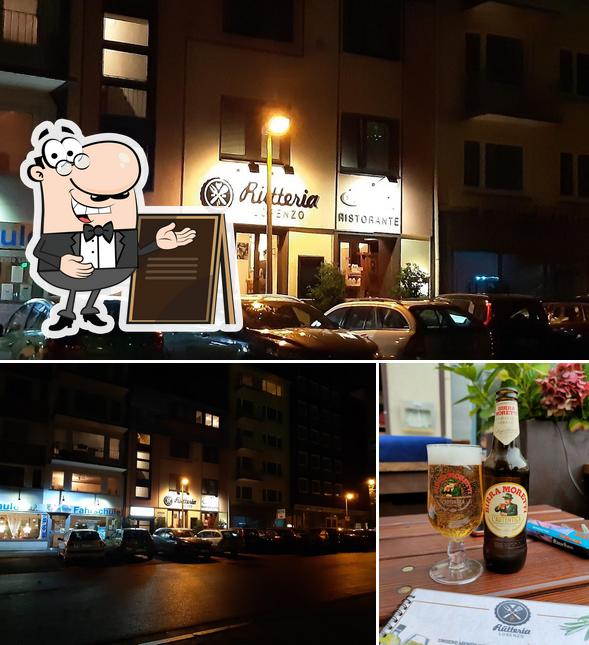 This is the picture depicting exterior and beer at Rütteria Lorenzo