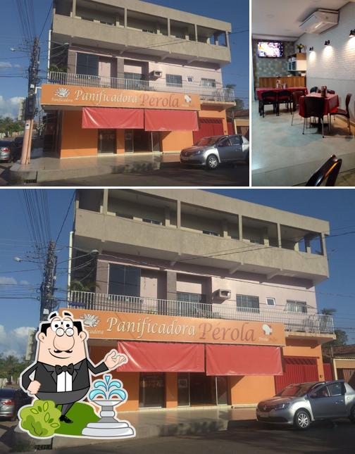 Confira a imagem apresentando exterior e mesa de jantar a Panificadora Pérola PADARIA LANCHONETE TAPIOCARIA Marabá - Pa