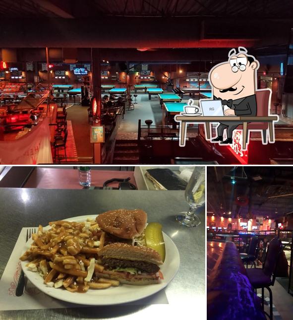 The image of Le Skratch’s interior and burger