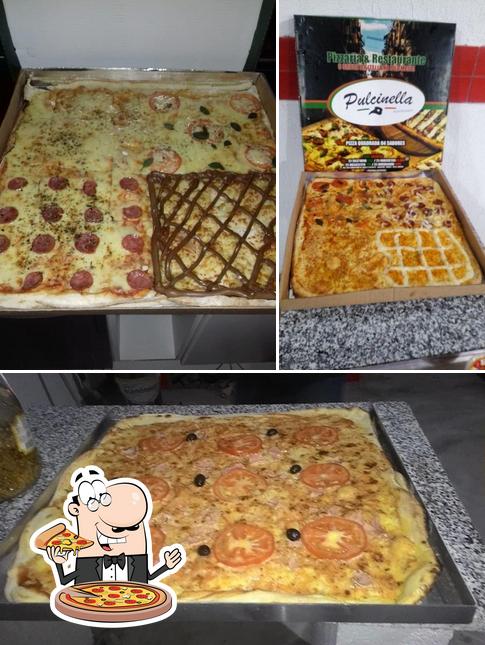 Escolha pizza no Pulcinella Pizzaria