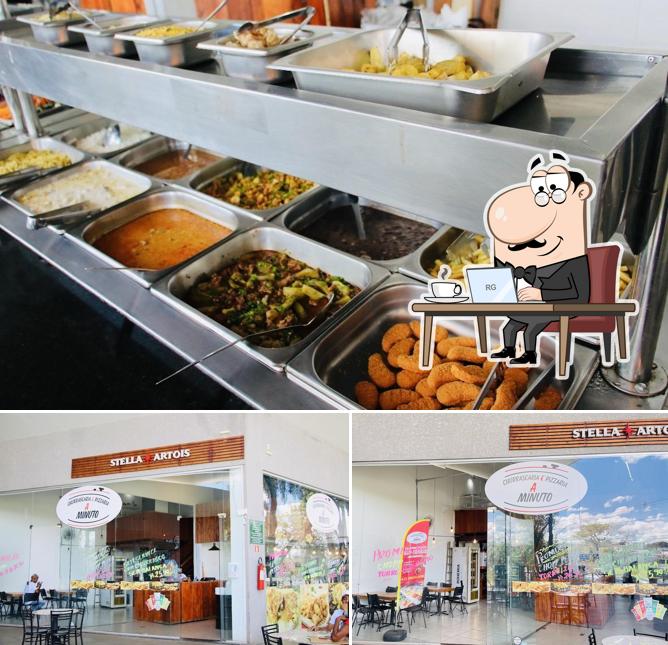A imagem do Churrascaria e Pizzaria a Minuto’s interior e comida