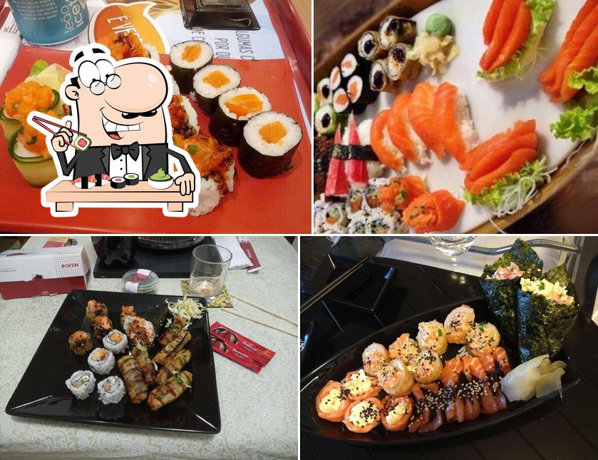 Rolos de sushi são servidos no Gendai