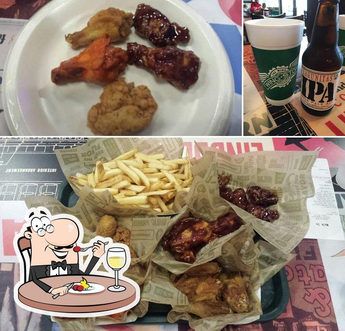 This is the photo depicting food and beer at Wingstop