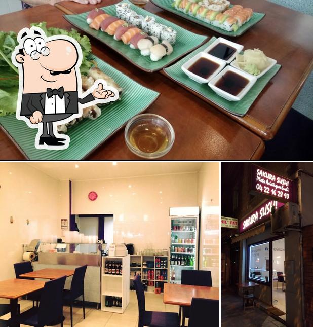 Voici l’image représentant la intérieur et nourriture sur Sakura Sushi