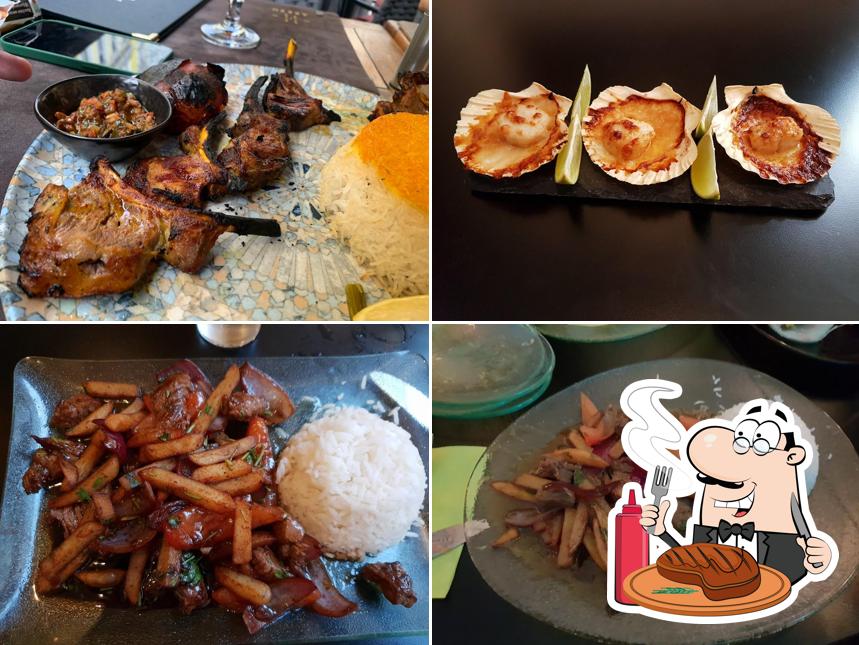 Salonga Peruvian Restaurant Bar - Gallery tiene platos con carne
