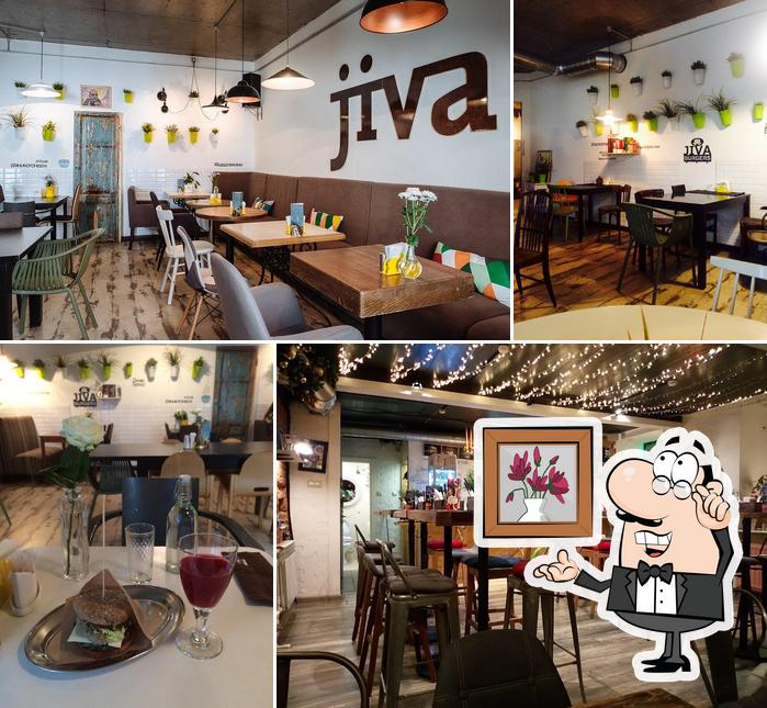 Take a seat at one of the tables at Jiva