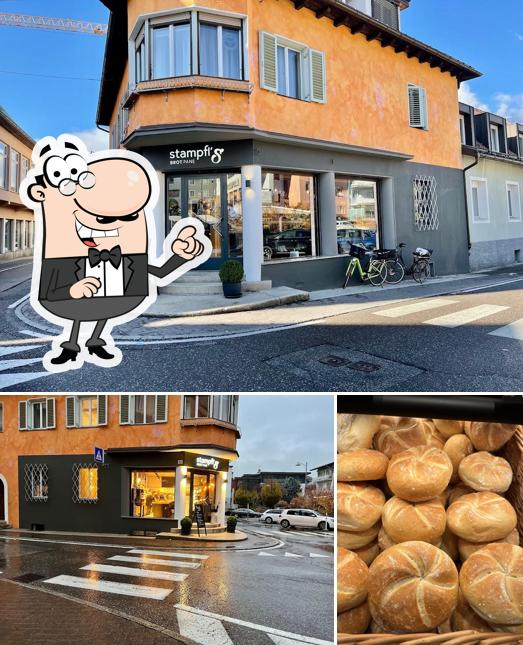 Questa è la foto che mostra la esterno e cibo di Bäckerei Stampfl