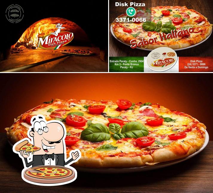 Escolha pizza no Miracolo Disk Pizza