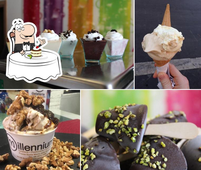 Gelateria Millennium serve un'ampia selezione di dolci