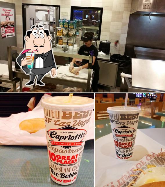 Take a look at the photo displaying drink and interior at Capriotti's Sandwich Shop