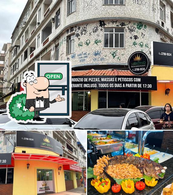 A imagem a Império restaurante e pizzaria’s exterior e comida