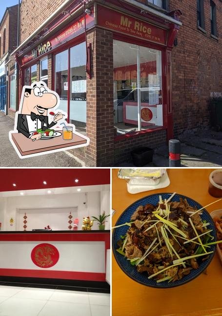 This is the image depicting food and interior at Mr Rice Chinese Takeaway