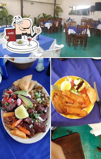 This is the image depicting food and interior at Restaurant La Ceiba